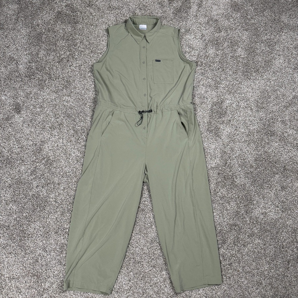 Columbia Jumpsuit Womens XL Pleasant Creek Sage Green Sleeveless Button-down